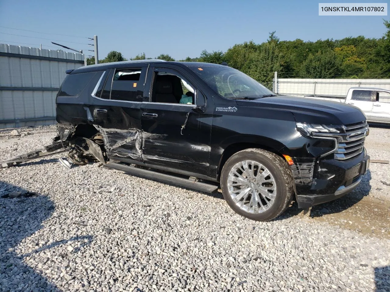 2021 Chevrolet Tahoe K1500 High Country VIN: 1GNSKTKL4MR107802 Lot: 65814654