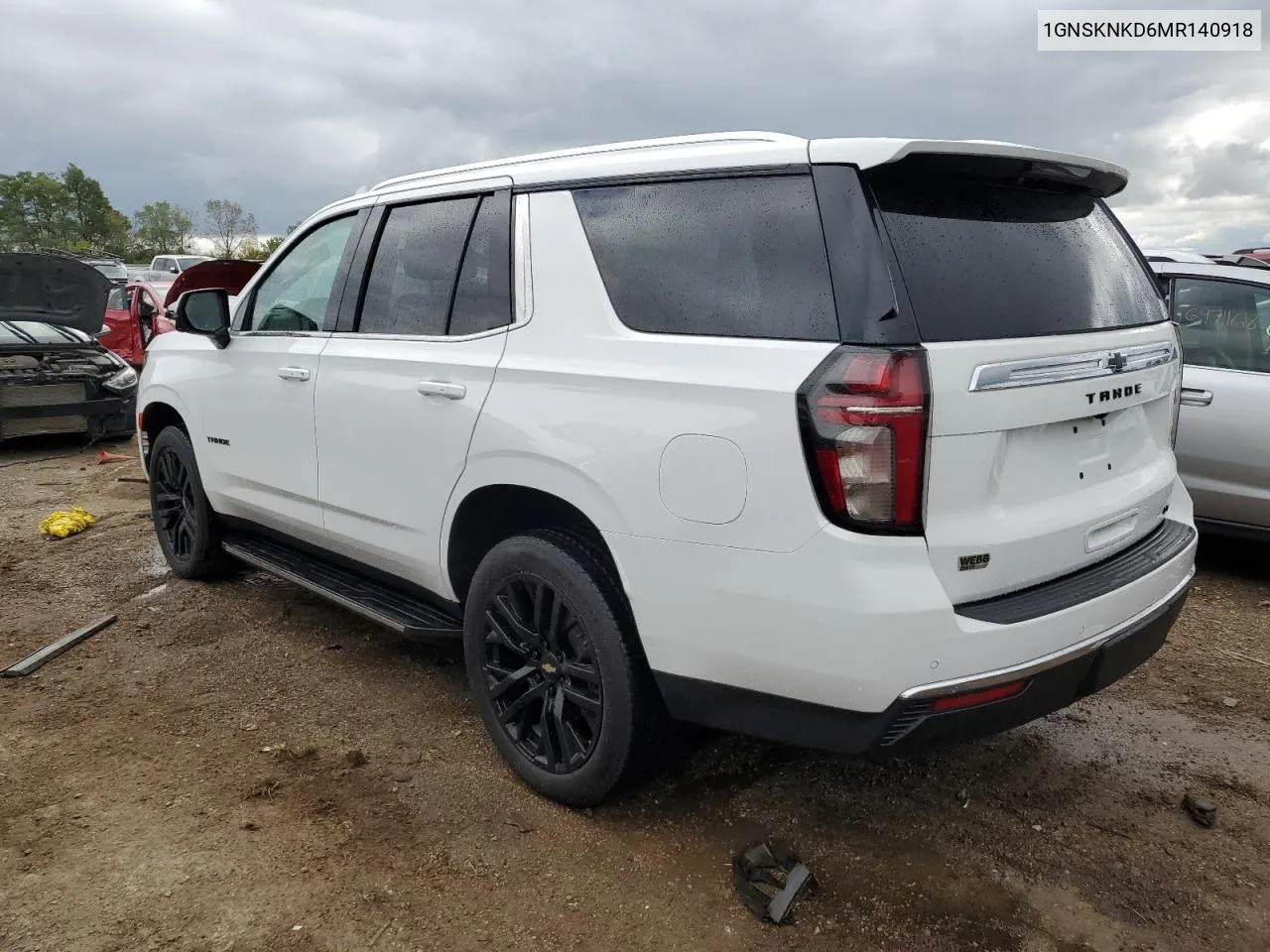 2021 Chevrolet Tahoe K1500 Lt VIN: 1GNSKNKD6MR140918 Lot: 69020973