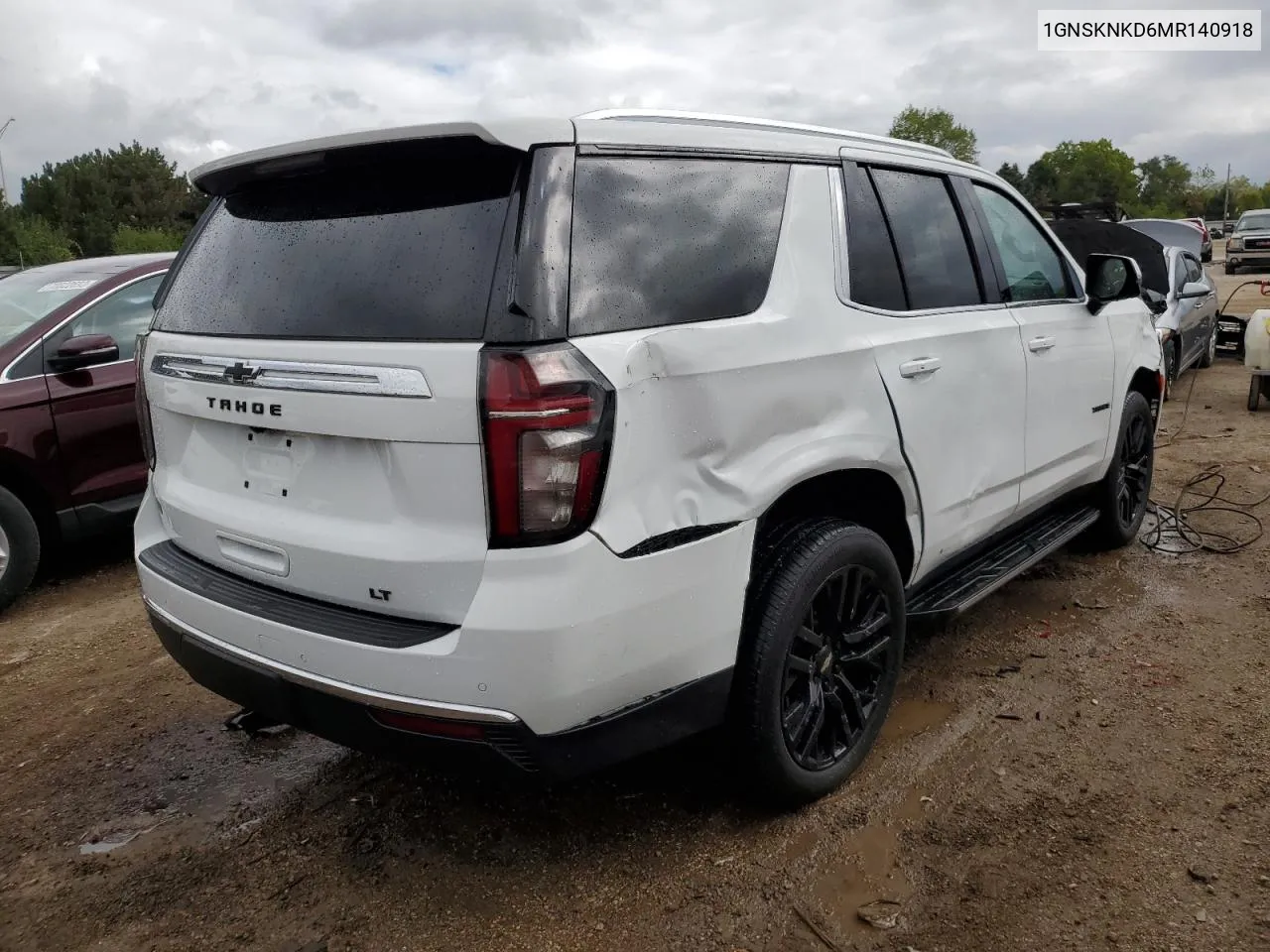 2021 Chevrolet Tahoe K1500 Lt VIN: 1GNSKNKD6MR140918 Lot: 69020973