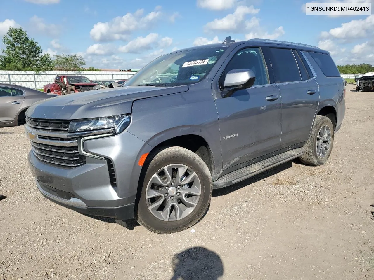 2021 Chevrolet Tahoe C1500 Lt VIN: 1GNSCNKD9MR402413 Lot: 72255394