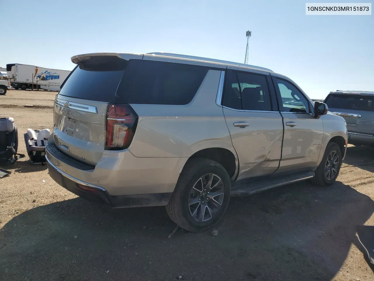 2021 Chevrolet Tahoe C1500 Lt VIN: 1GNSCNKD3MR151873 Lot: 72780094