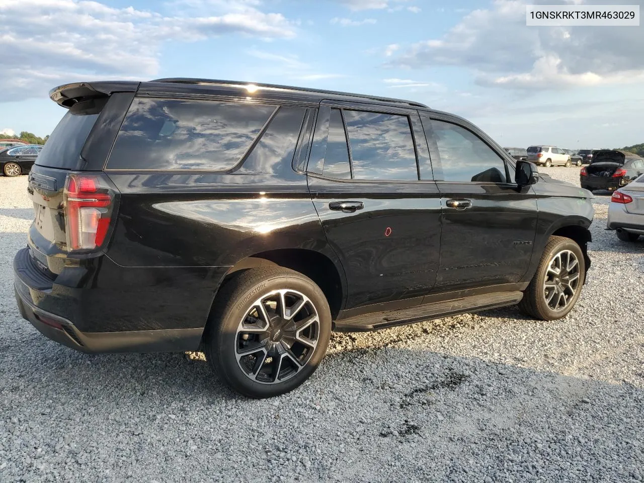 2021 Chevrolet Tahoe K1500 Rst VIN: 1GNSKRKT3MR463029 Lot: 73021574