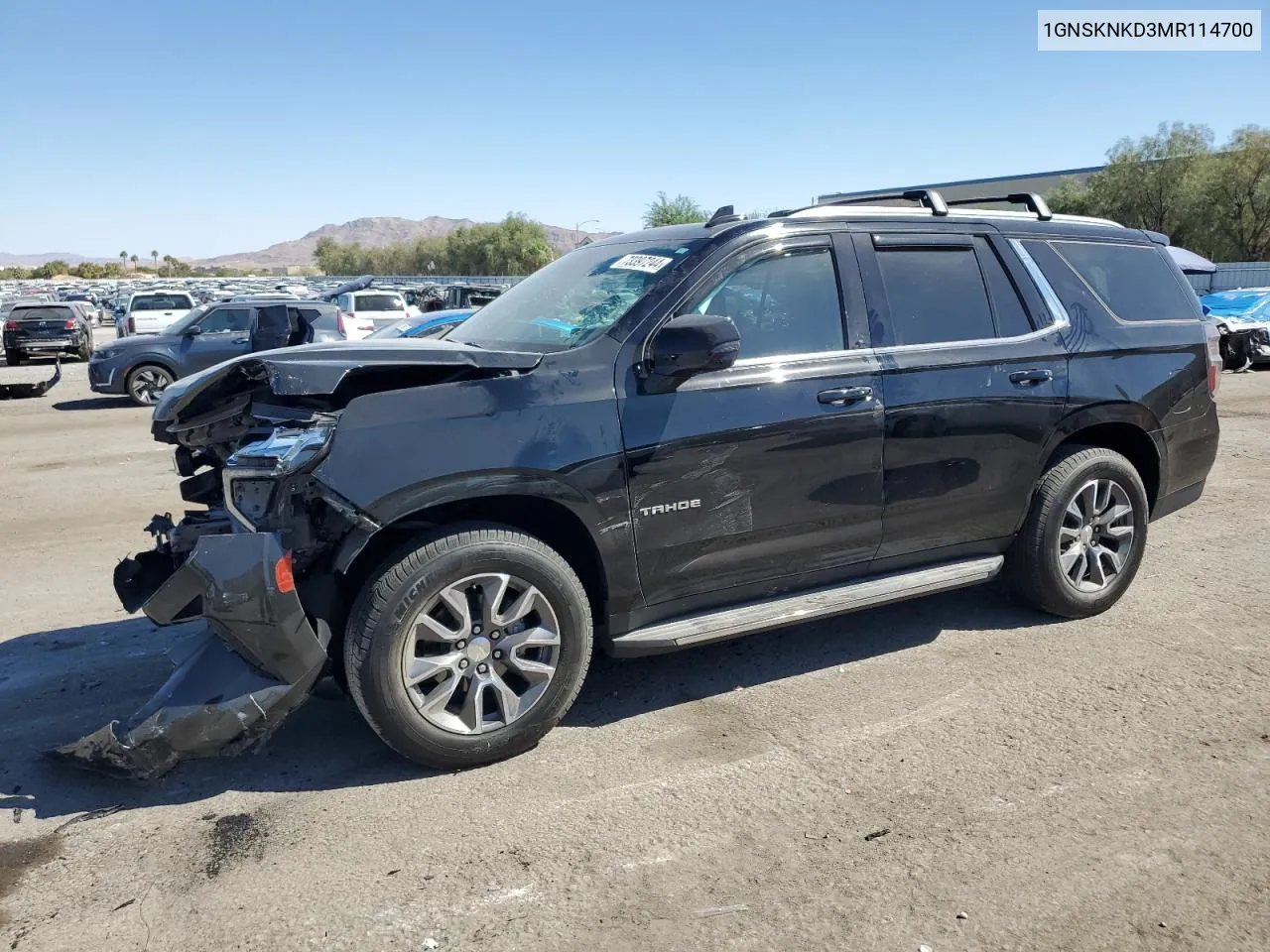 2021 Chevrolet Tahoe K1500 Lt VIN: 1GNSKNKD3MR114700 Lot: 73397244