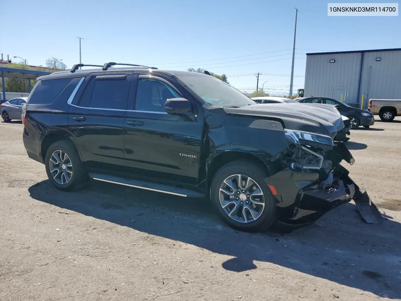 2021 Chevrolet Tahoe K1500 Lt VIN: 1GNSKNKD3MR114700 Lot: 73397244