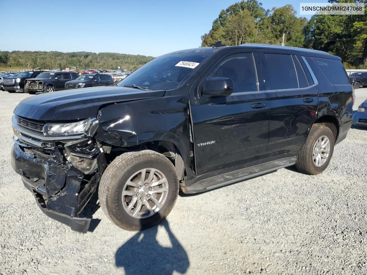 2021 Chevrolet Tahoe C1500 Lt VIN: 1GNSCNKD9MR247068 Lot: 75468424