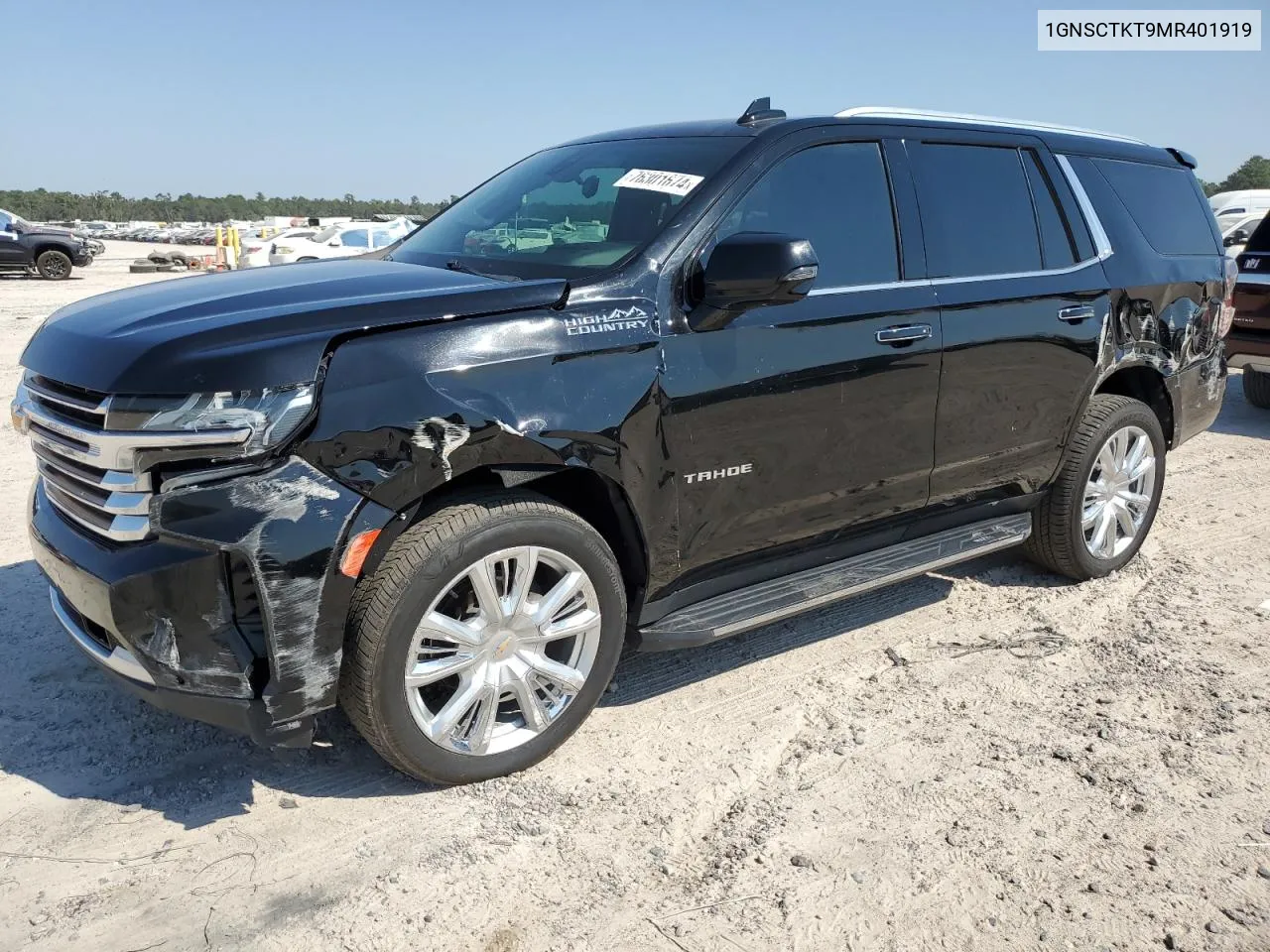 2021 Chevrolet Tahoe C1500 High Country VIN: 1GNSCTKT9MR401919 Lot: 76301674