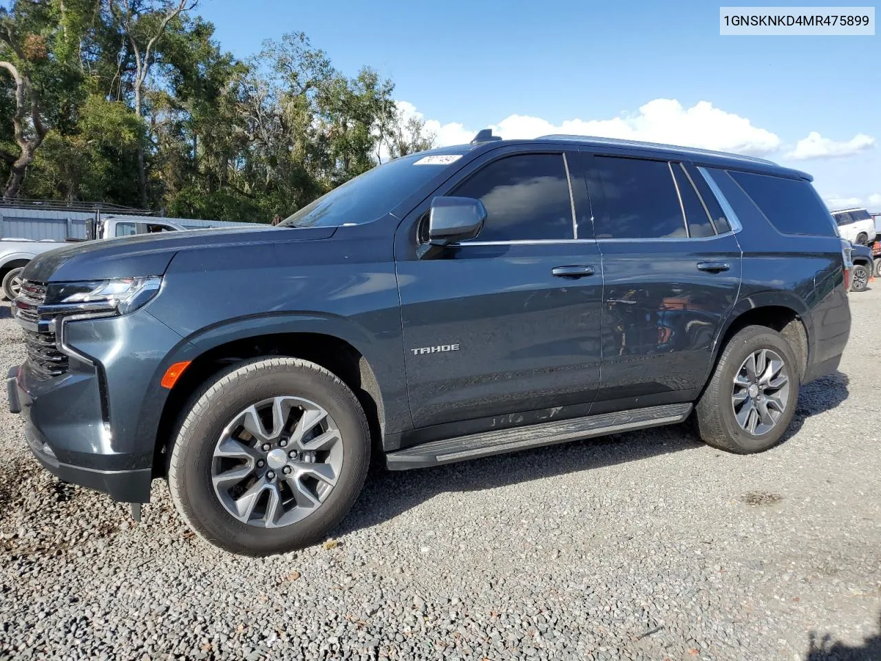 2021 Chevrolet Tahoe K1500 Lt VIN: 1GNSKNKD4MR475899 Lot: 79011494