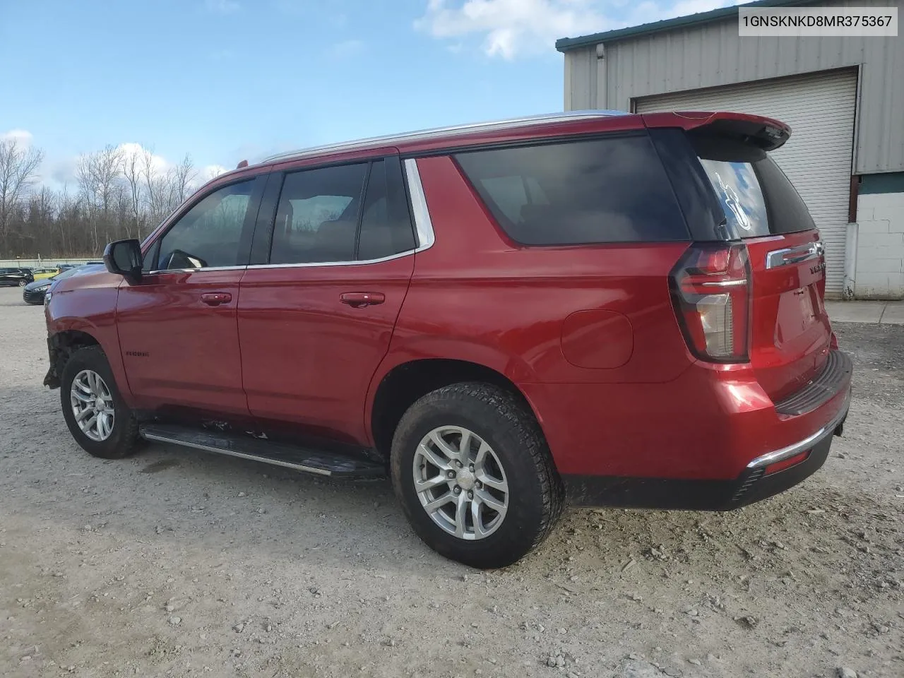 2021 Chevrolet Tahoe K1500 Lt VIN: 1GNSKNKD8MR375367 Lot: 79356674