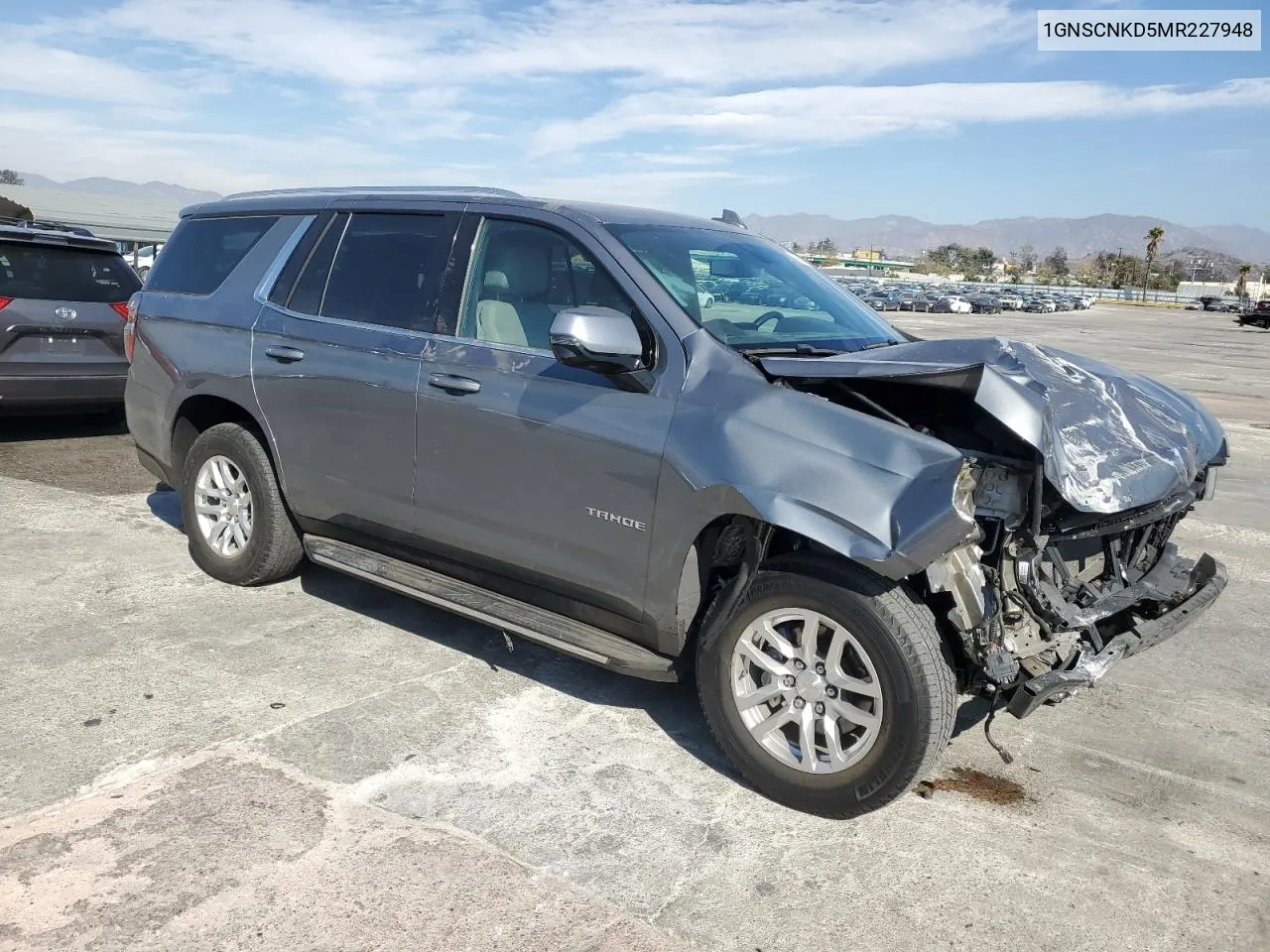 2021 Chevrolet Tahoe C1500 Lt VIN: 1GNSCNKD5MR227948 Lot: 79861964