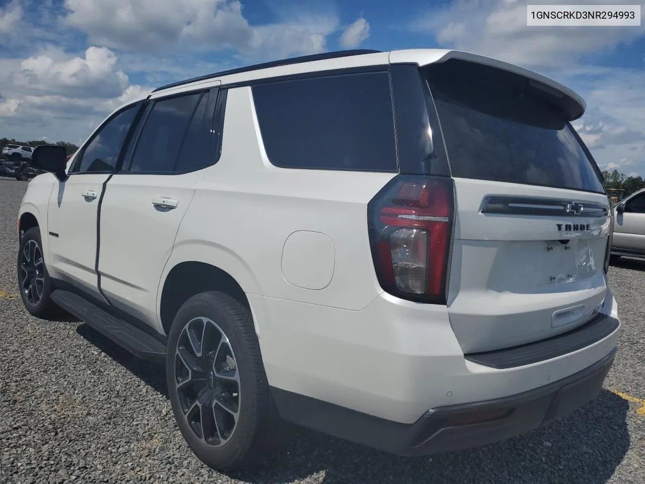 2022 Chevrolet Tahoe C1500 Rst VIN: 1GNSCRKD3NR294993 Lot: 73637834