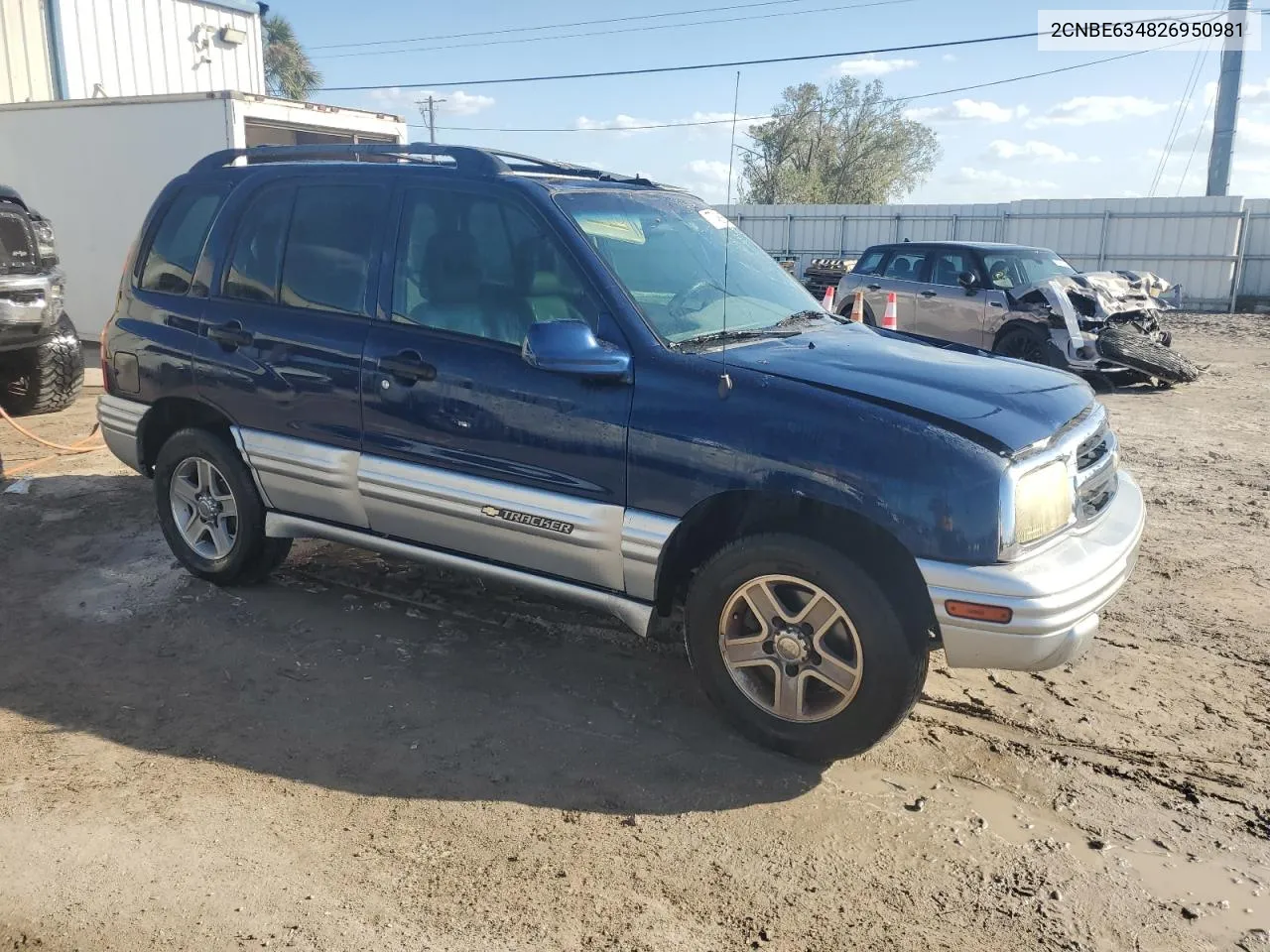 2002 Chevrolet Tracker Lt VIN: 2CNBE634826950981 Lot: 77488654