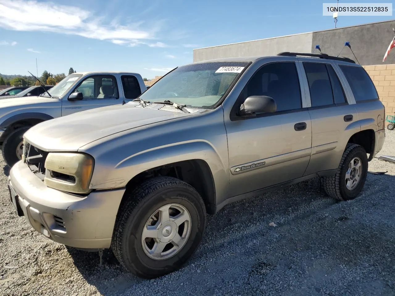 2002 Chevrolet Trailblazer VIN: 1GNDS13S522512835 Lot: 77483674