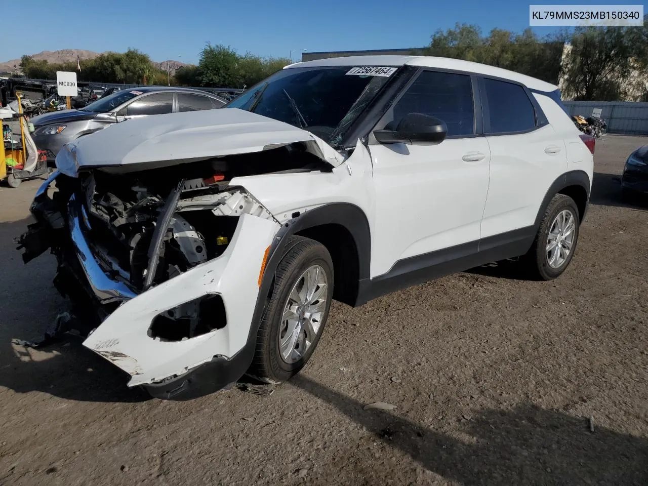 2021 Chevrolet Trailblazer Ls VIN: KL79MMS23MB150340 Lot: 72567464