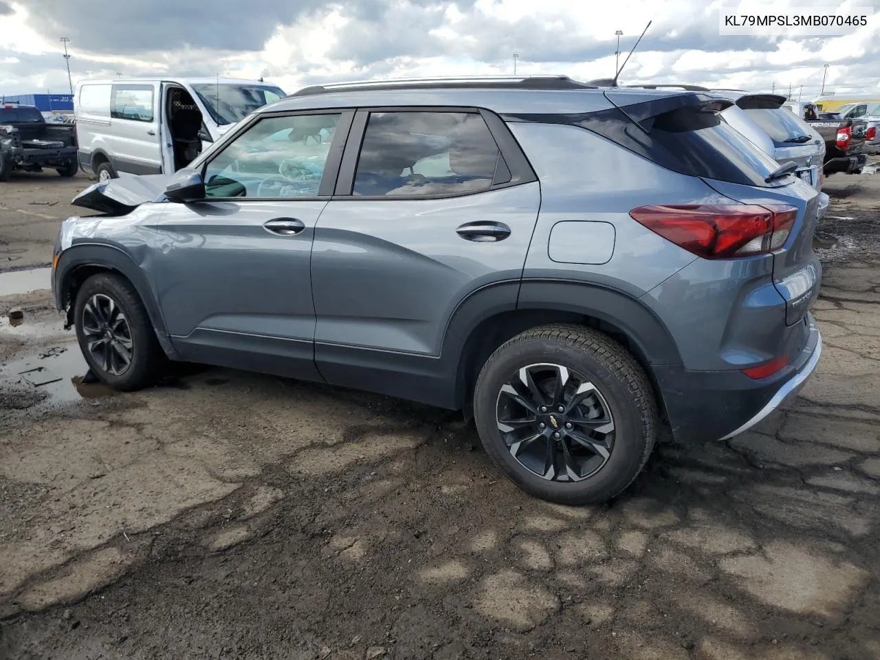 2021 Chevrolet Trailblazer Lt VIN: KL79MPSL3MB070465 Lot: 72926814