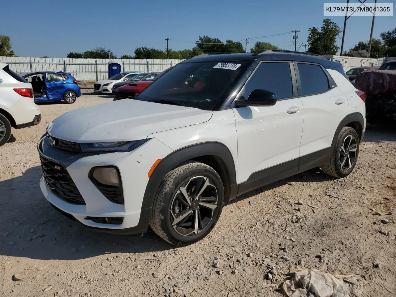 2021 Chevrolet Trailblazer Rs VIN: KL79MTSL7MB041365 Lot: 75055774