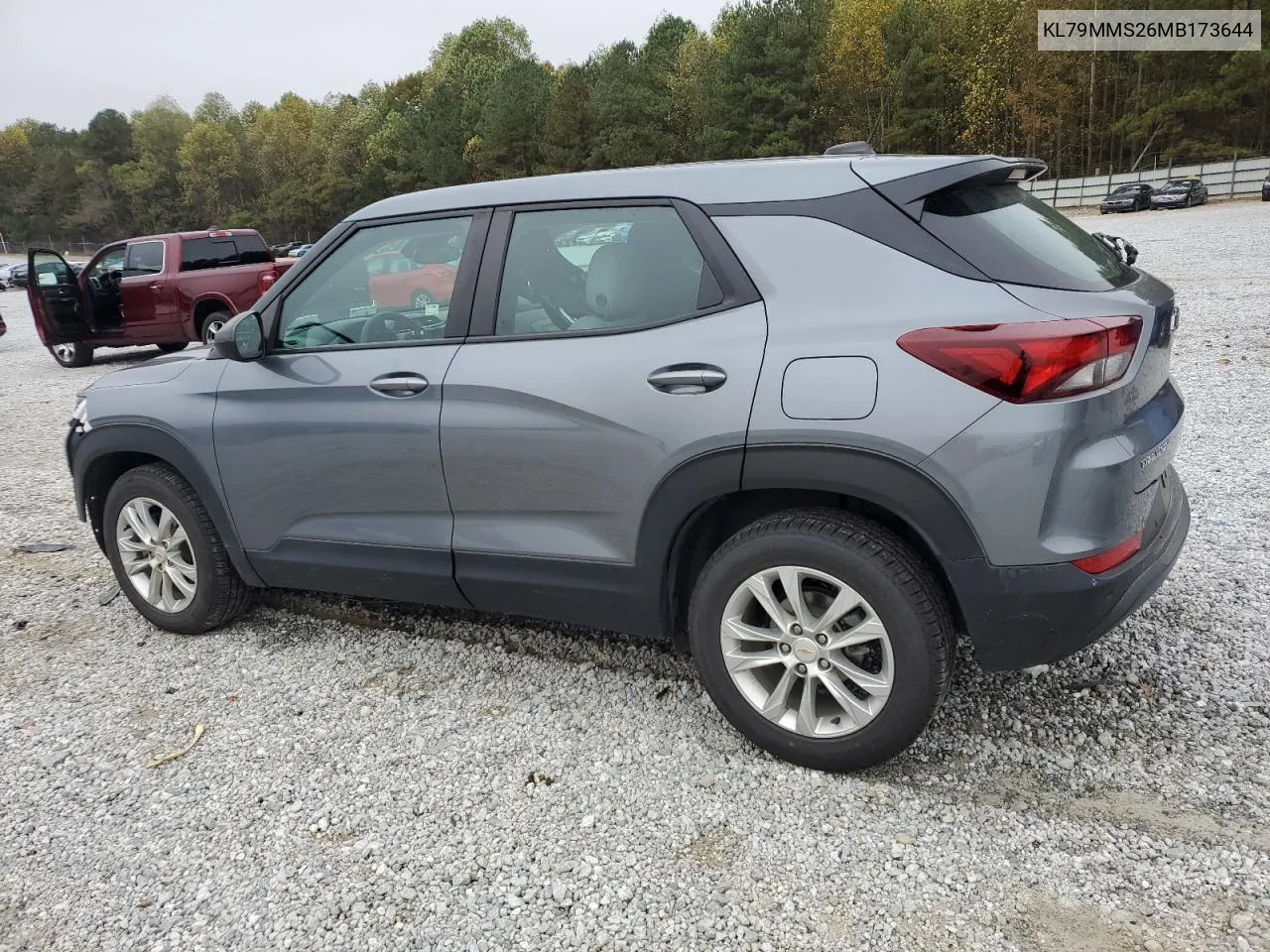 2021 Chevrolet Trailblazer Ls VIN: KL79MMS26MB173644 Lot: 78917294