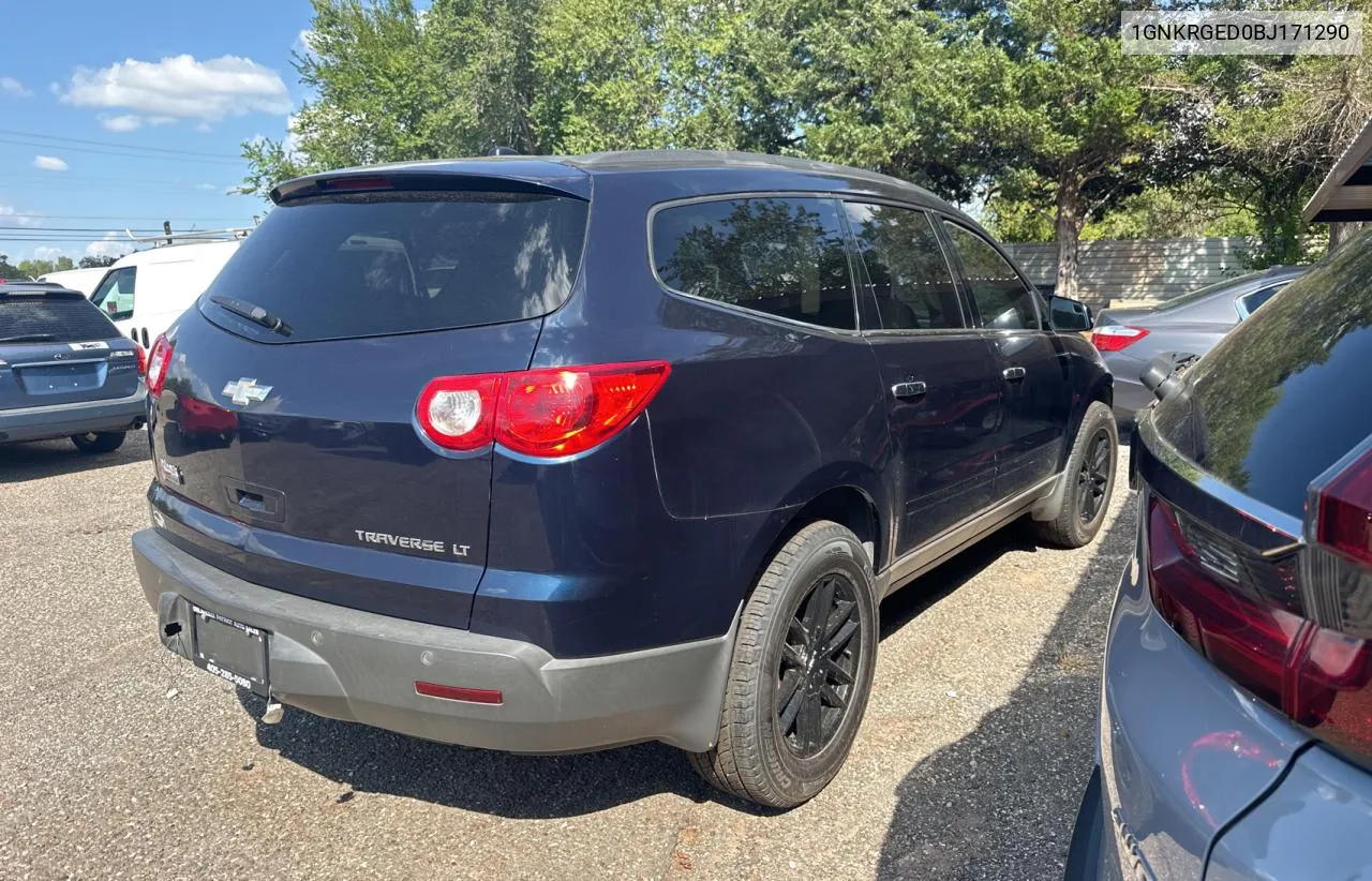 2011 Chevrolet Traverse Lt VIN: 1GNKRGED0BJ171290 Lot: 70872134