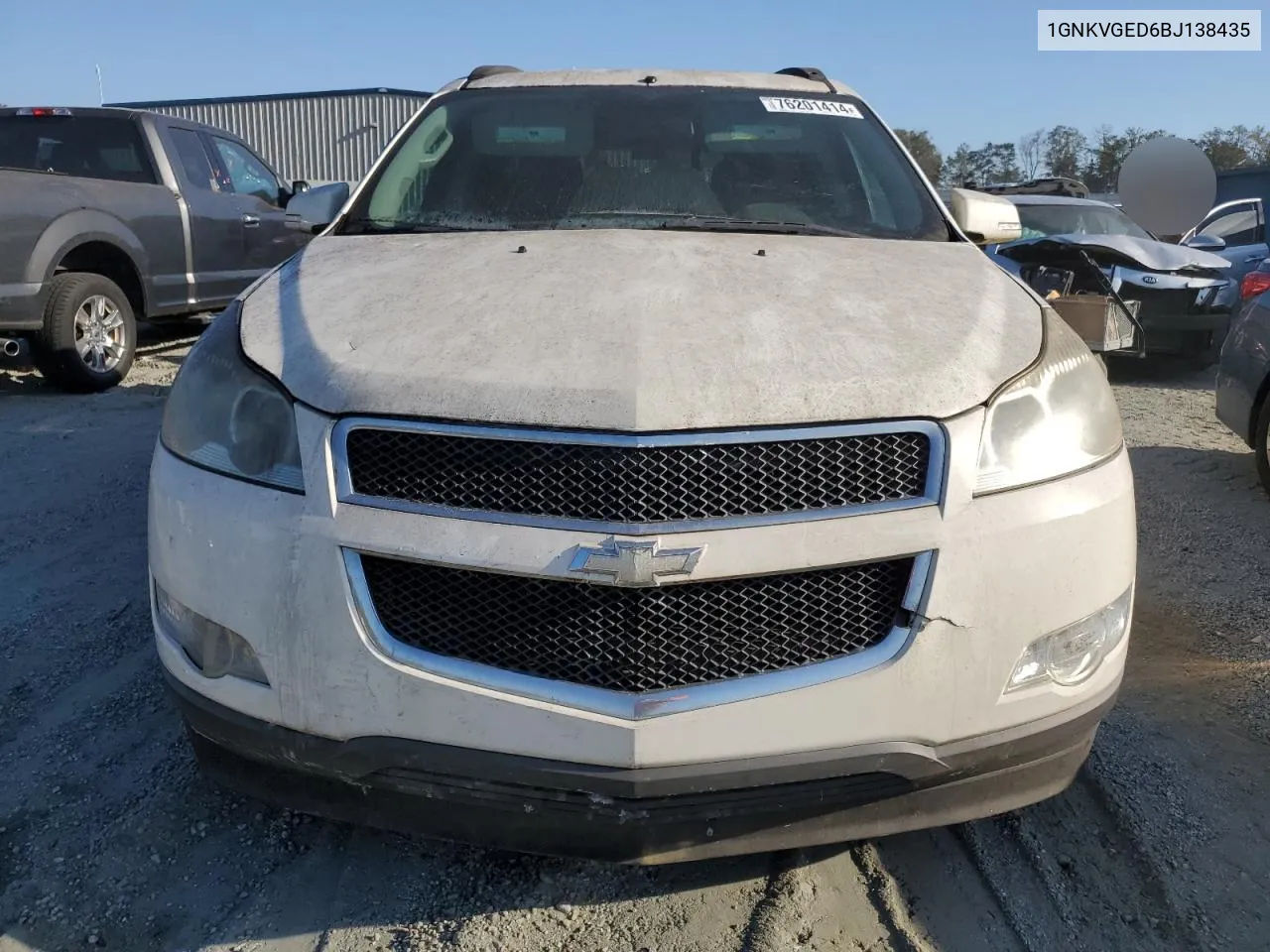 2011 Chevrolet Traverse Lt VIN: 1GNKVGED6BJ138435 Lot: 76201414