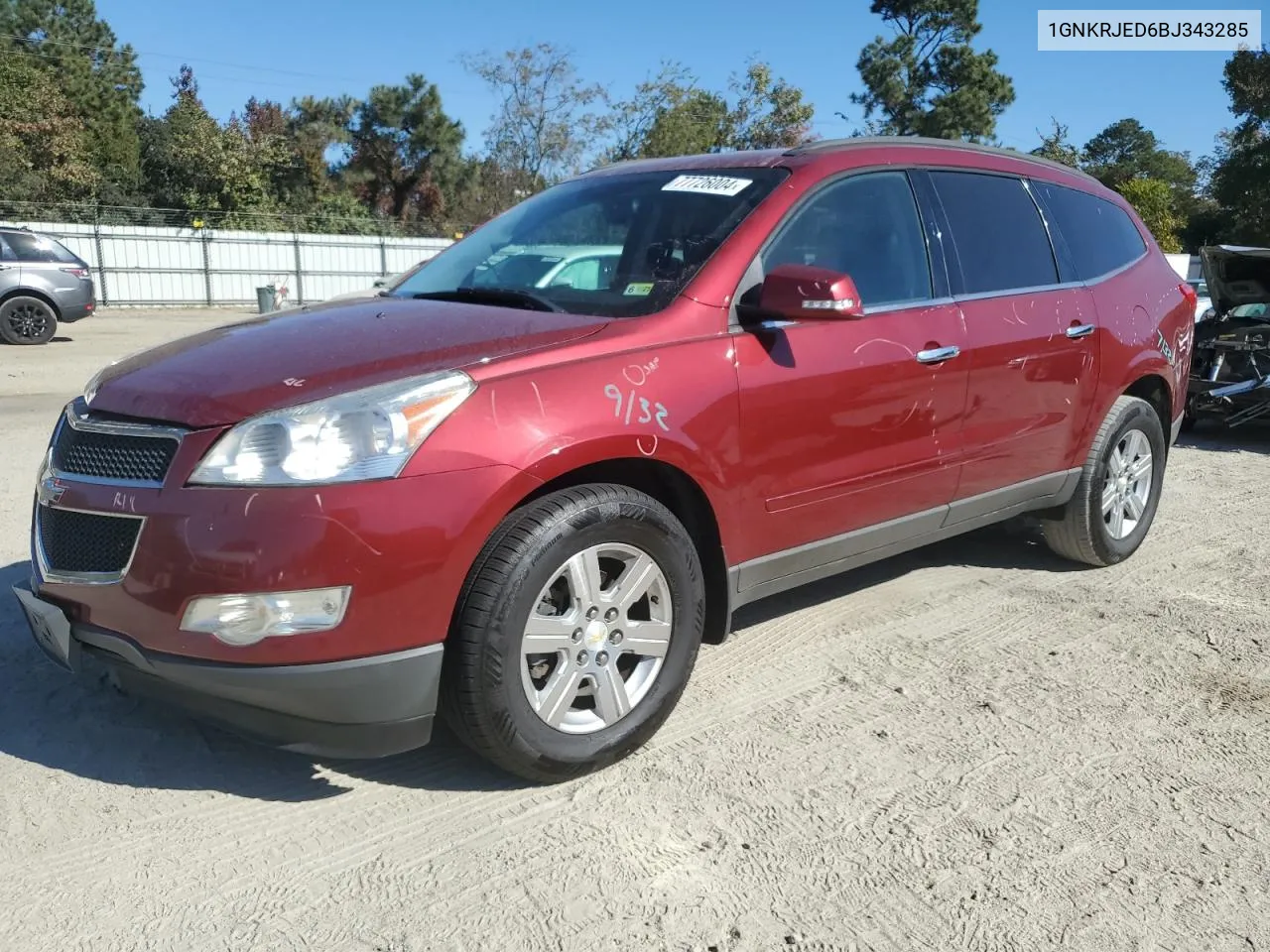 2011 Chevrolet Traverse Lt VIN: 1GNKRJED6BJ343285 Lot: 77726004