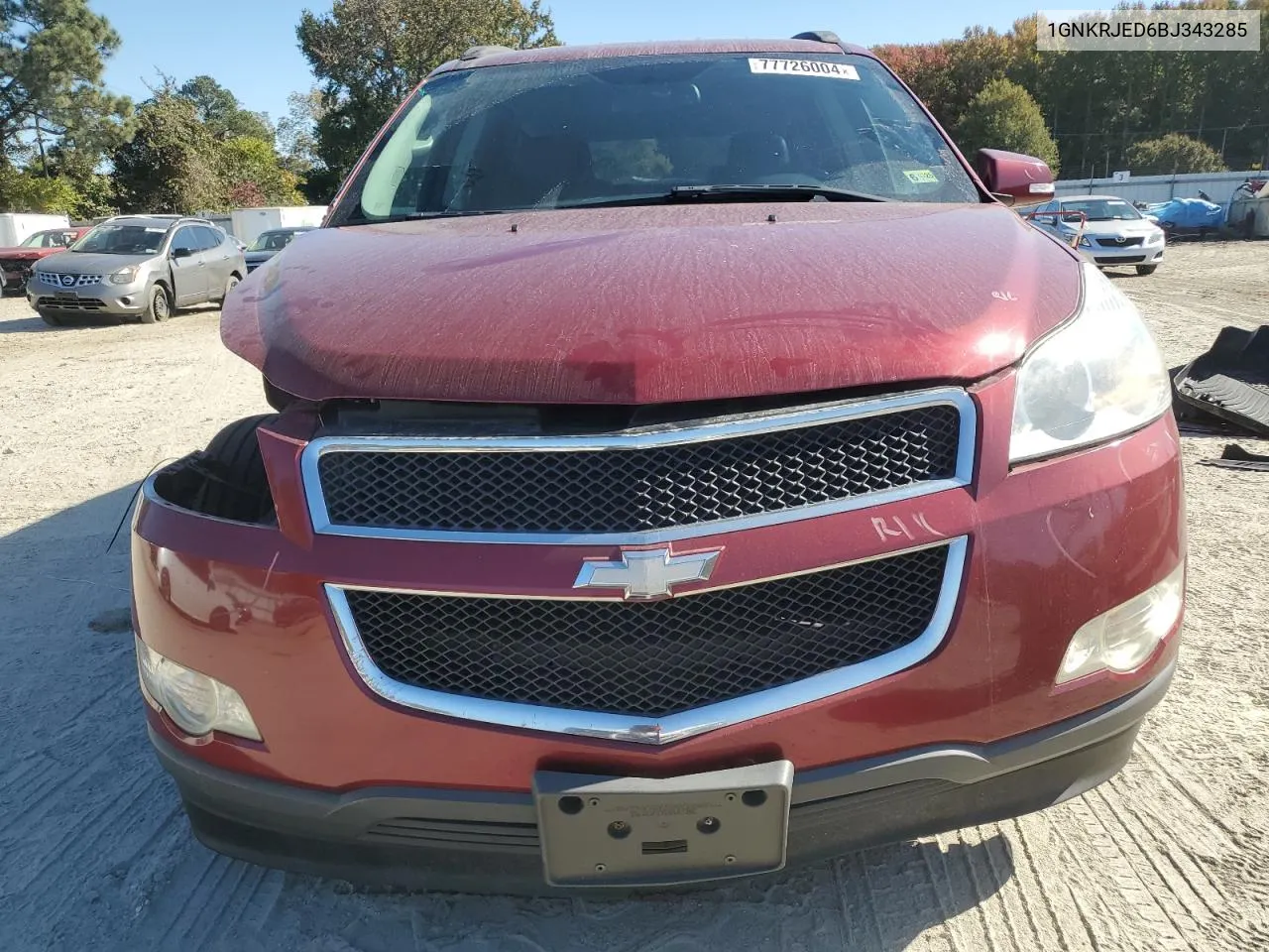 2011 Chevrolet Traverse Lt VIN: 1GNKRJED6BJ343285 Lot: 77726004