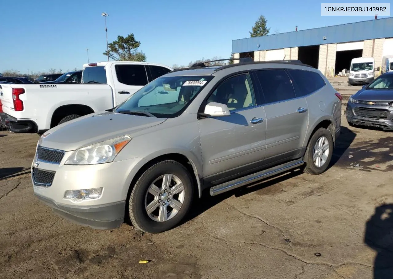 2011 Chevrolet Traverse Lt VIN: 1GNKRJED3BJ143982 Lot: 78690994