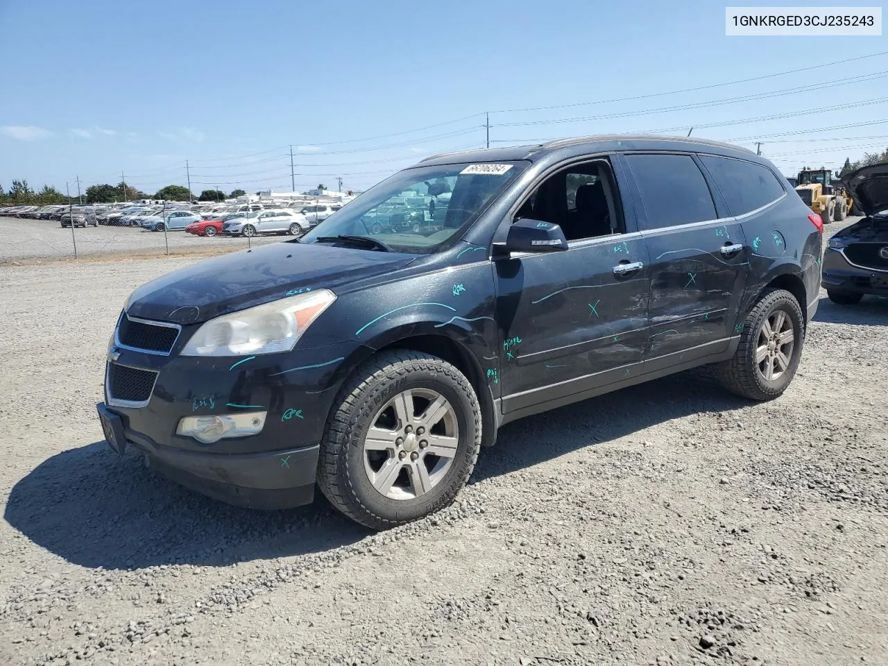 2012 Chevrolet Traverse Lt VIN: 1GNKRGED3CJ235243 Lot: 66206264