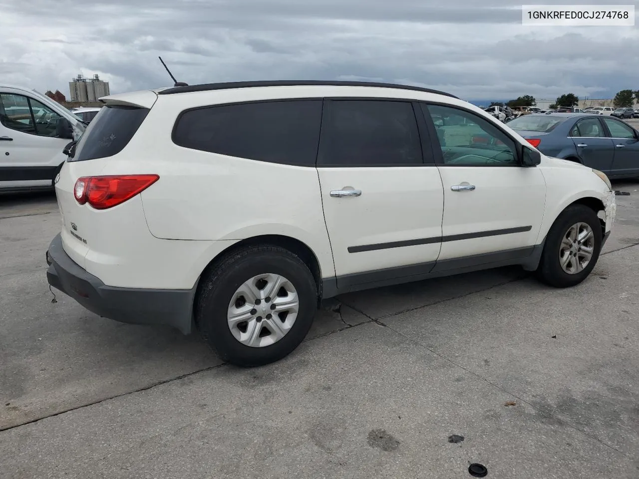 2012 Chevrolet Traverse Ls VIN: 1GNKRFED0CJ274768 Lot: 74813384