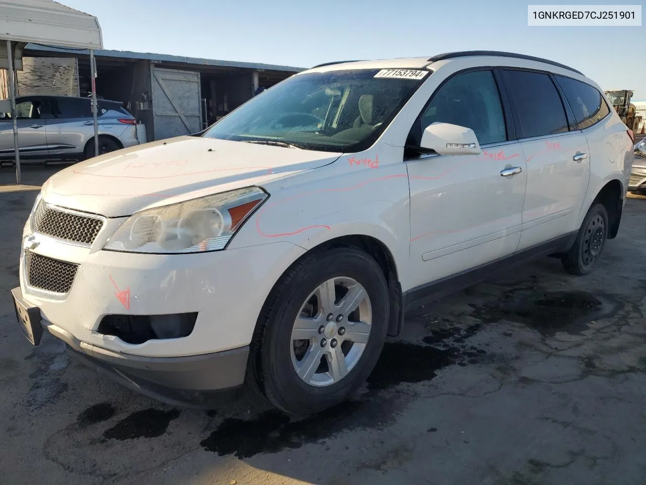 2012 Chevrolet Traverse Lt VIN: 1GNKRGED7CJ251901 Lot: 77153794