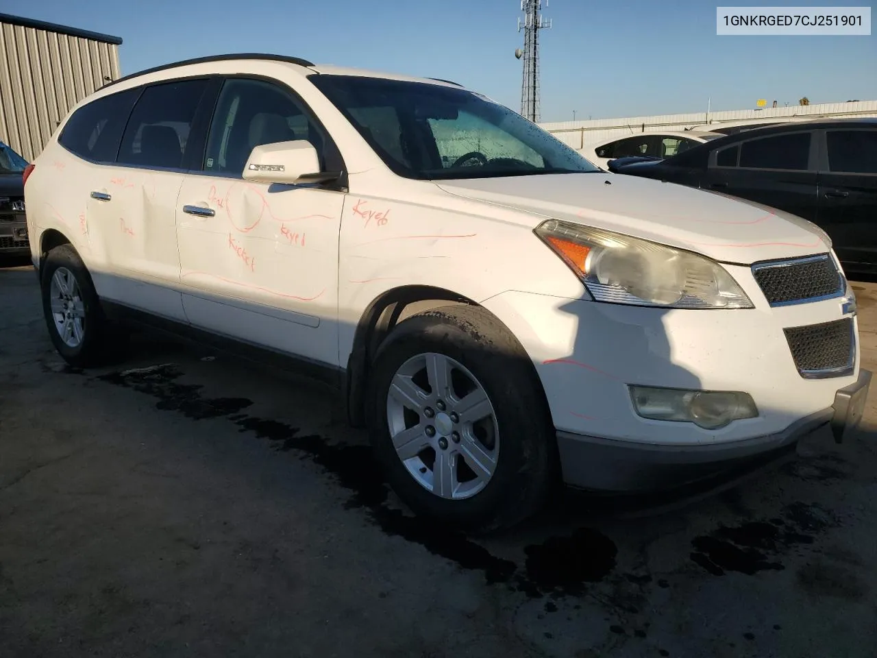 2012 Chevrolet Traverse Lt VIN: 1GNKRGED7CJ251901 Lot: 77153794