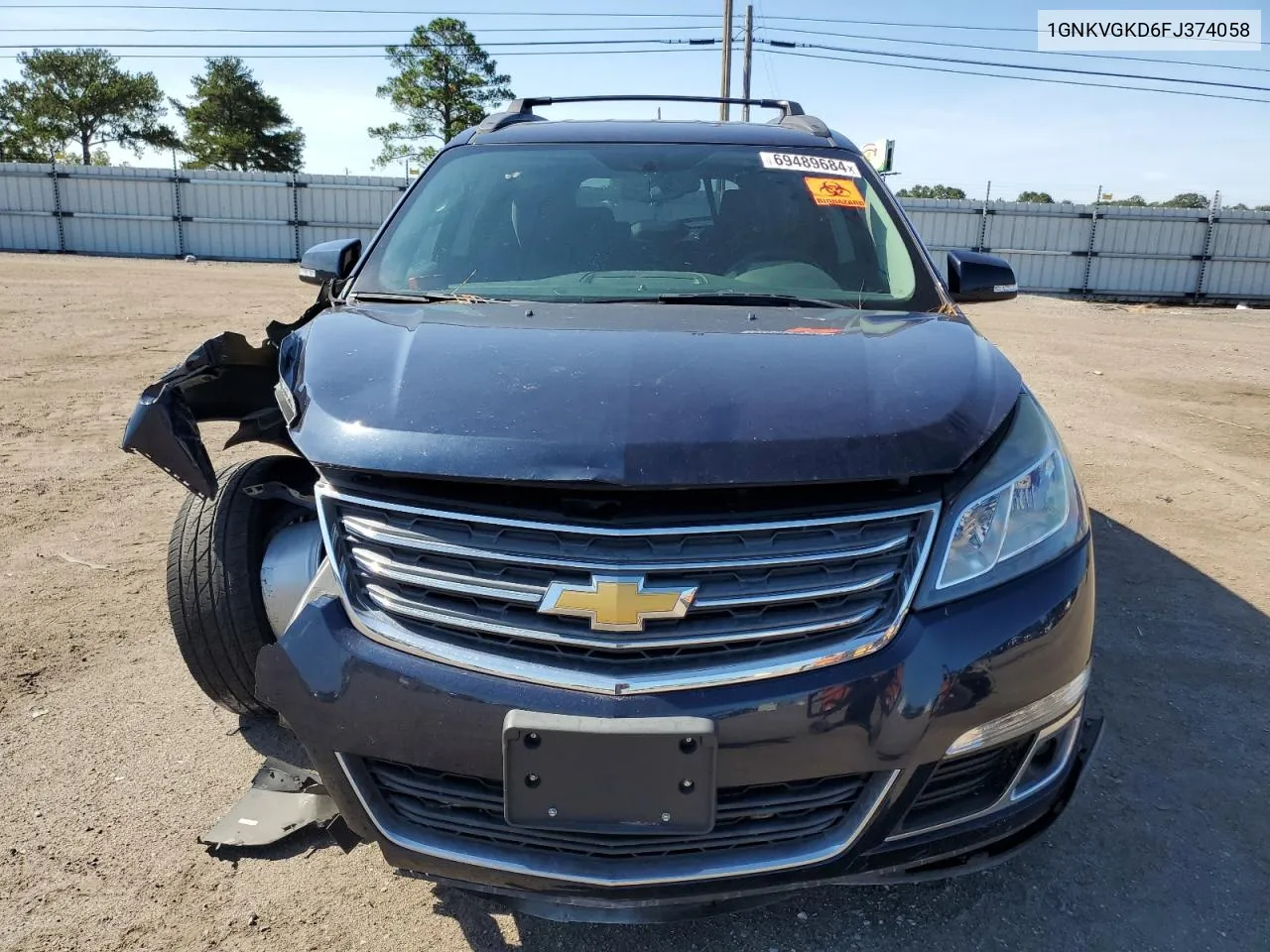 2015 Chevrolet Traverse Lt VIN: 1GNKVGKD6FJ374058 Lot: 69489684