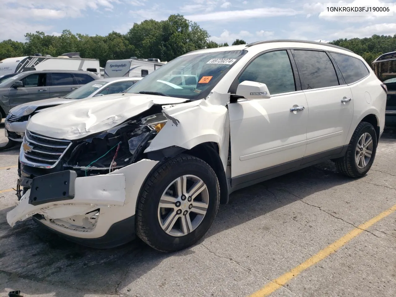 2015 Chevrolet Traverse Lt VIN: 1GNKRGKD3FJ190006 Lot: 69720274