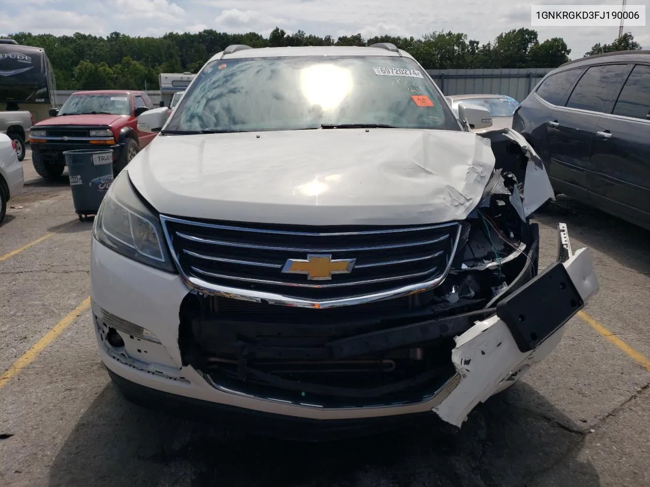 2015 Chevrolet Traverse Lt VIN: 1GNKRGKD3FJ190006 Lot: 69720274