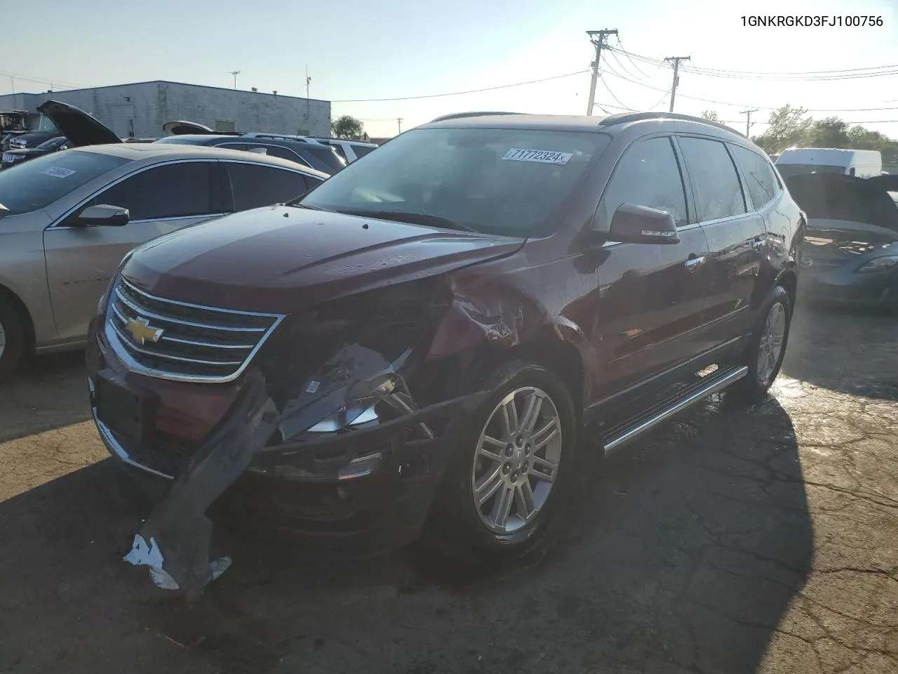 2015 Chevrolet Traverse Lt VIN: 1GNKRGKD3FJ100756 Lot: 71772324