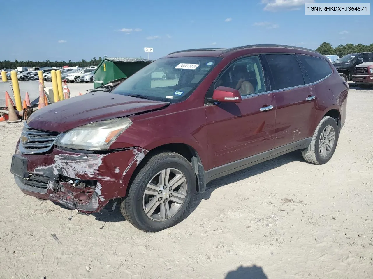 2015 Chevrolet Traverse Lt VIN: 1GNKRHKDXFJ364871 Lot: 74471614