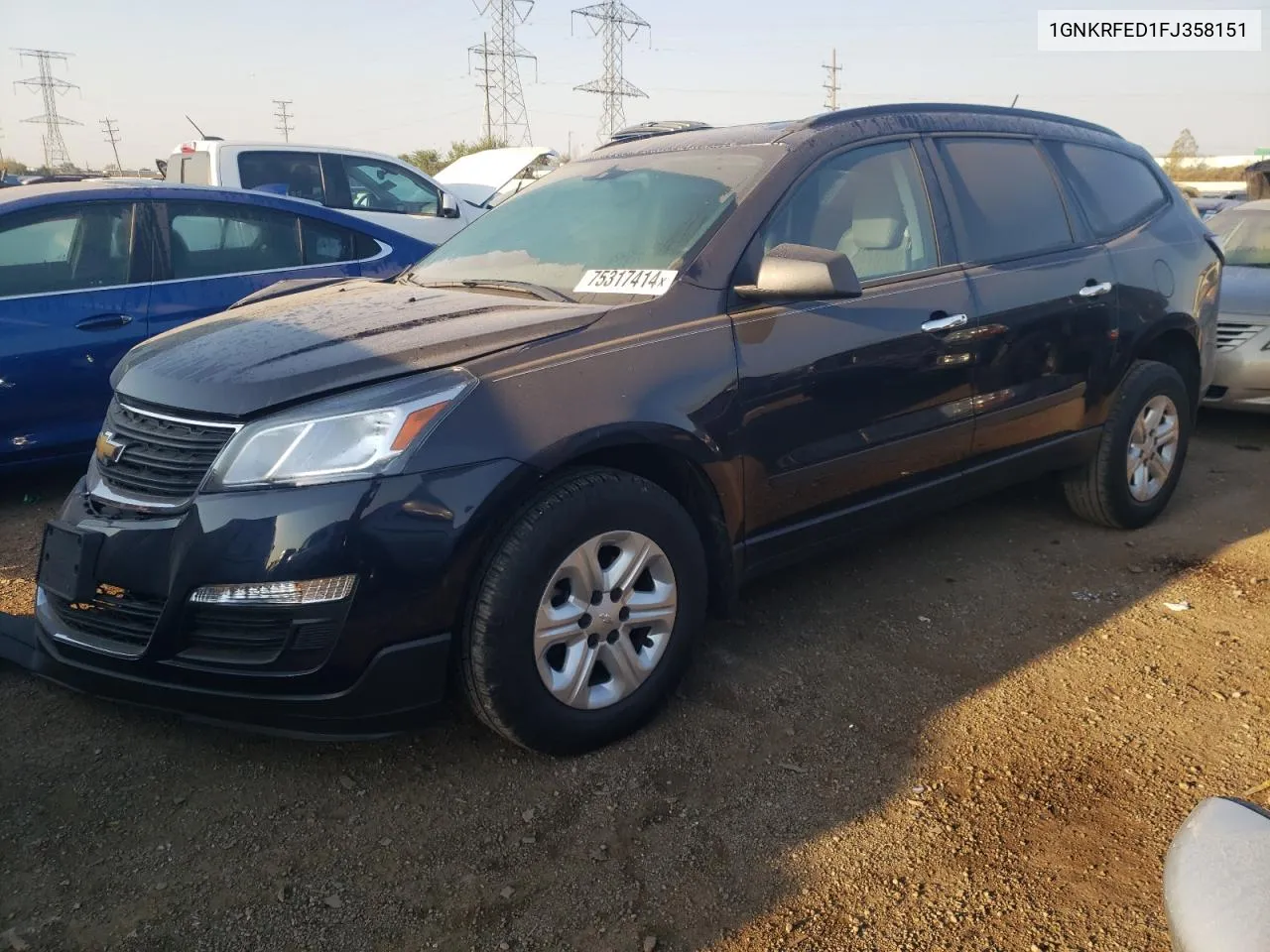 2015 Chevrolet Traverse Ls VIN: 1GNKRFED1FJ358151 Lot: 75317414