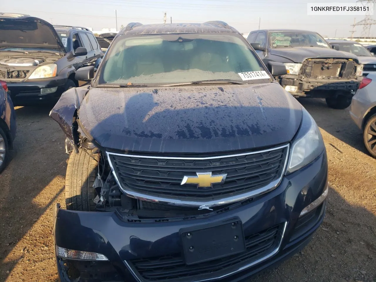 2015 Chevrolet Traverse Ls VIN: 1GNKRFED1FJ358151 Lot: 75317414