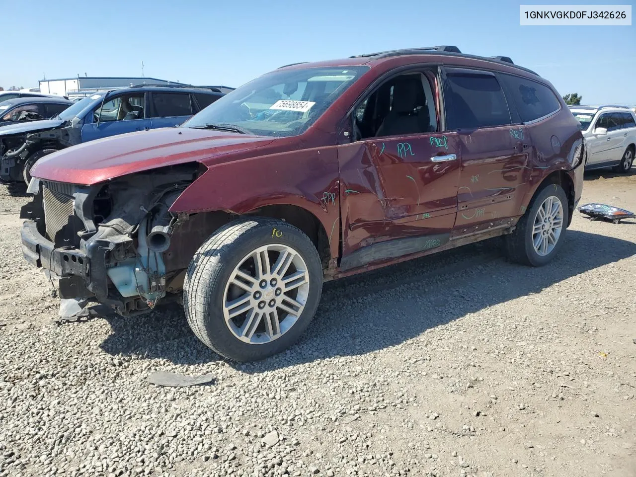 2015 Chevrolet Traverse Lt VIN: 1GNKVGKD0FJ342626 Lot: 75698854