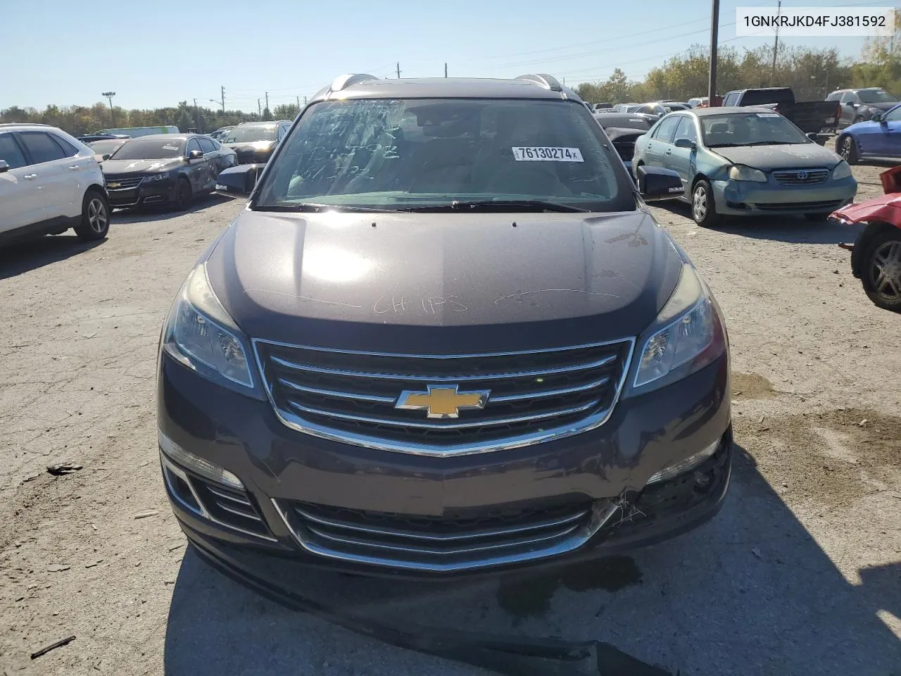 2015 Chevrolet Traverse Ltz VIN: 1GNKRJKD4FJ381592 Lot: 76130274