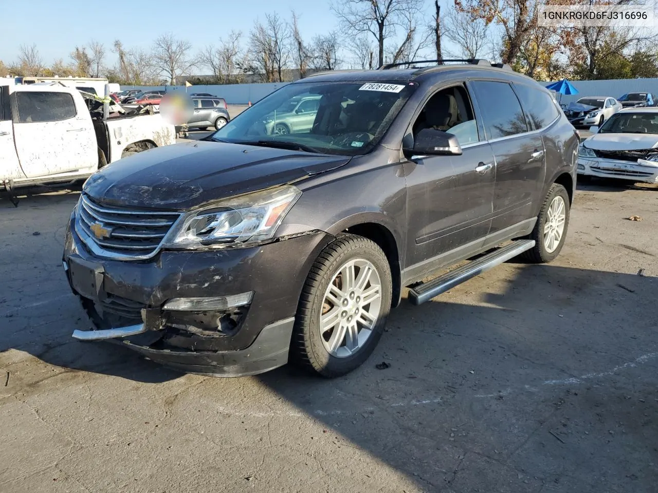 2015 Chevrolet Traverse Lt VIN: 1GNKRGKD6FJ316696 Lot: 78281454