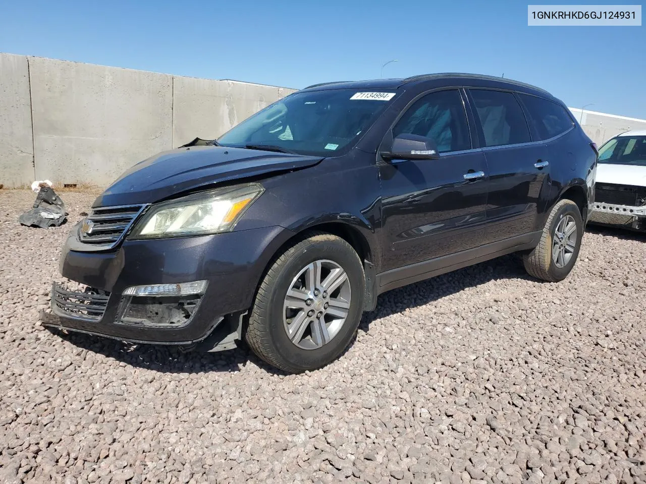 2016 Chevrolet Traverse Lt VIN: 1GNKRHKD6GJ124931 Lot: 71134994