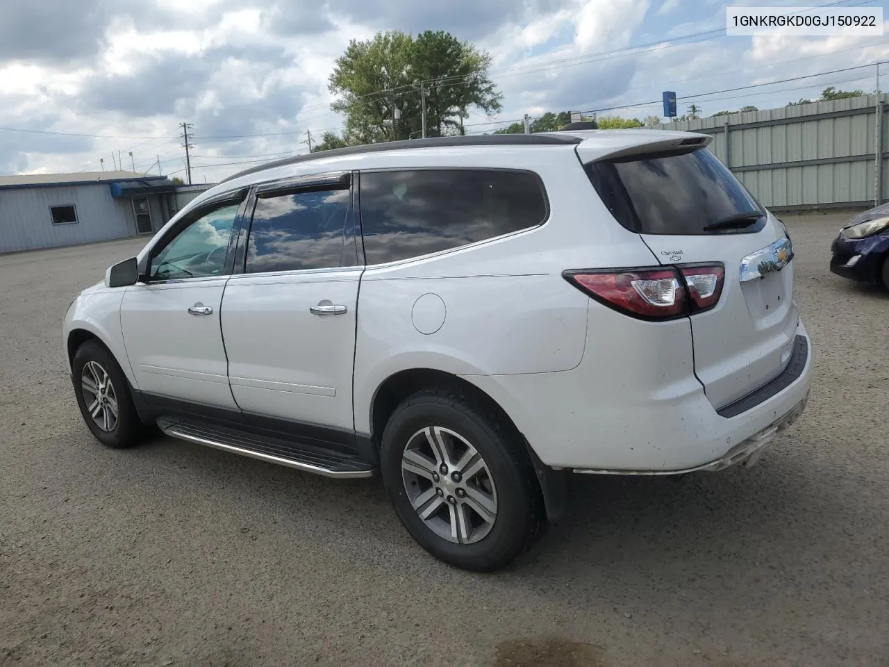 2016 Chevrolet Traverse Lt VIN: 1GNKRGKD0GJ150922 Lot: 72880054