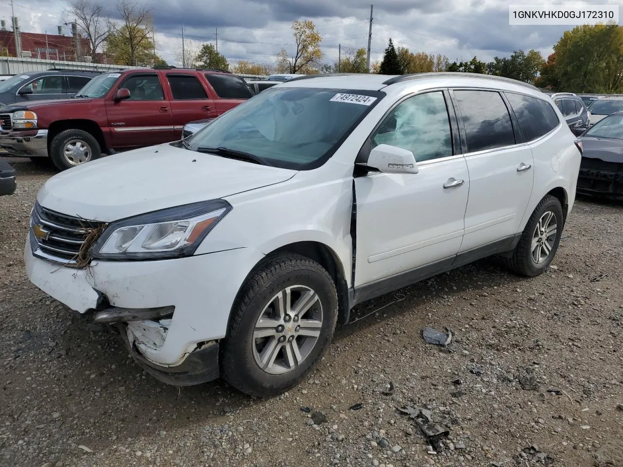 2016 Chevrolet Traverse Lt VIN: 1GNKVHKD0GJ172310 Lot: 74972424