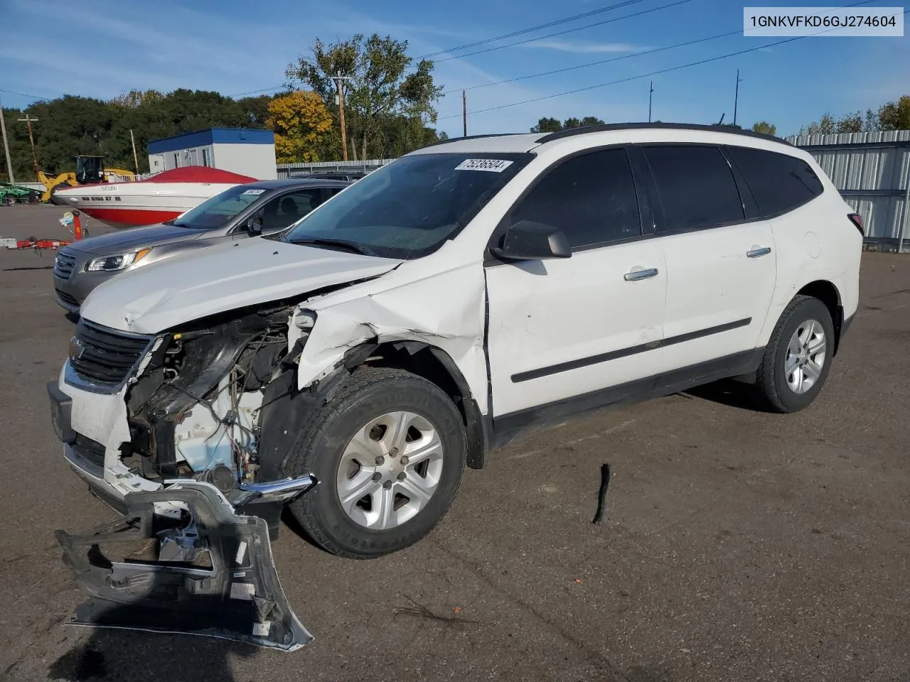 2016 Chevrolet Traverse Ls VIN: 1GNKVFKD6GJ274604 Lot: 75236504