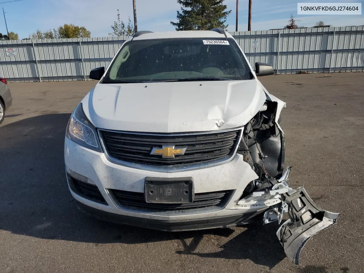 2016 Chevrolet Traverse Ls VIN: 1GNKVFKD6GJ274604 Lot: 75236504