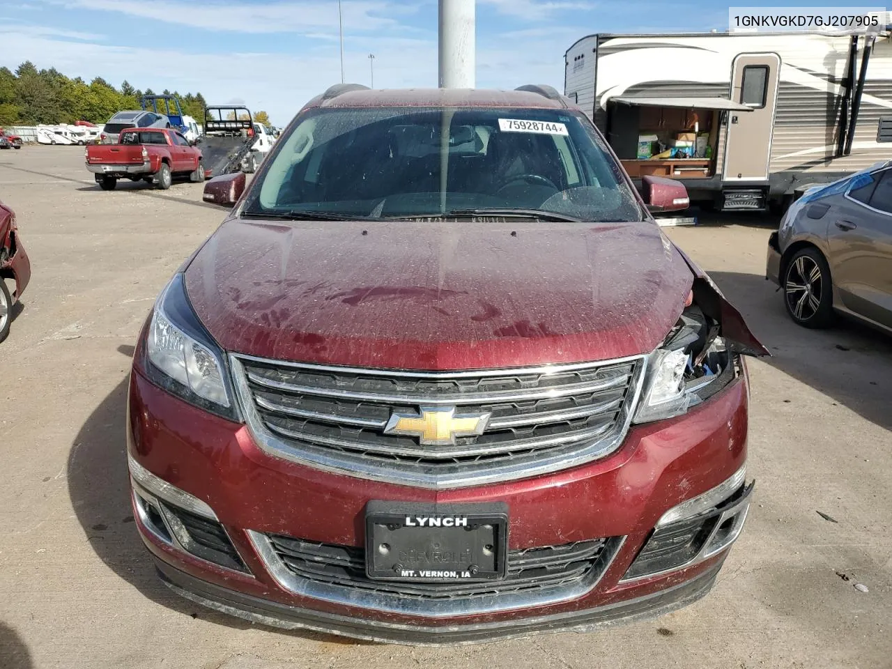 2016 Chevrolet Traverse Lt VIN: 1GNKVGKD7GJ207905 Lot: 75928744