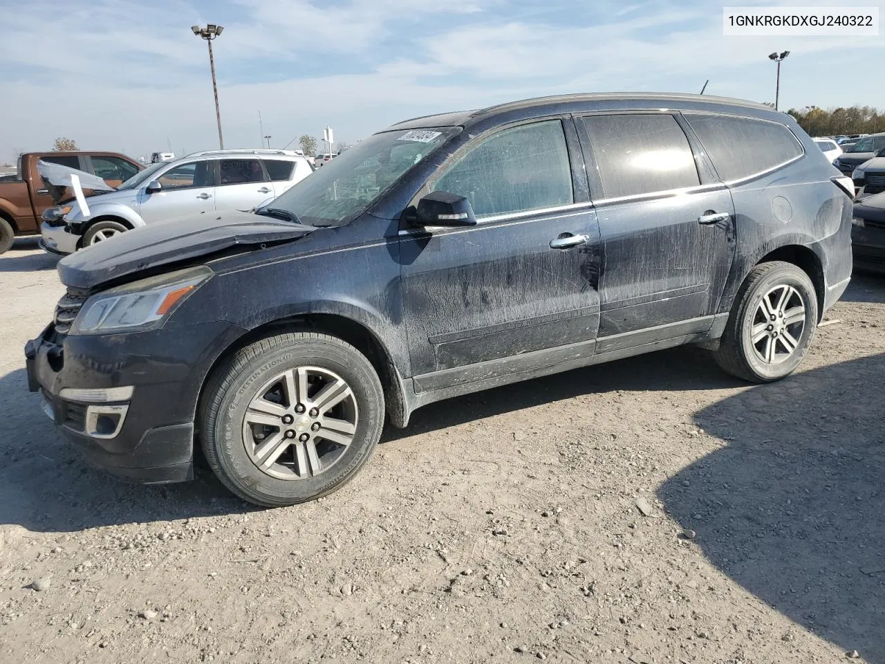 2016 Chevrolet Traverse Lt VIN: 1GNKRGKDXGJ240322 Lot: 78024834