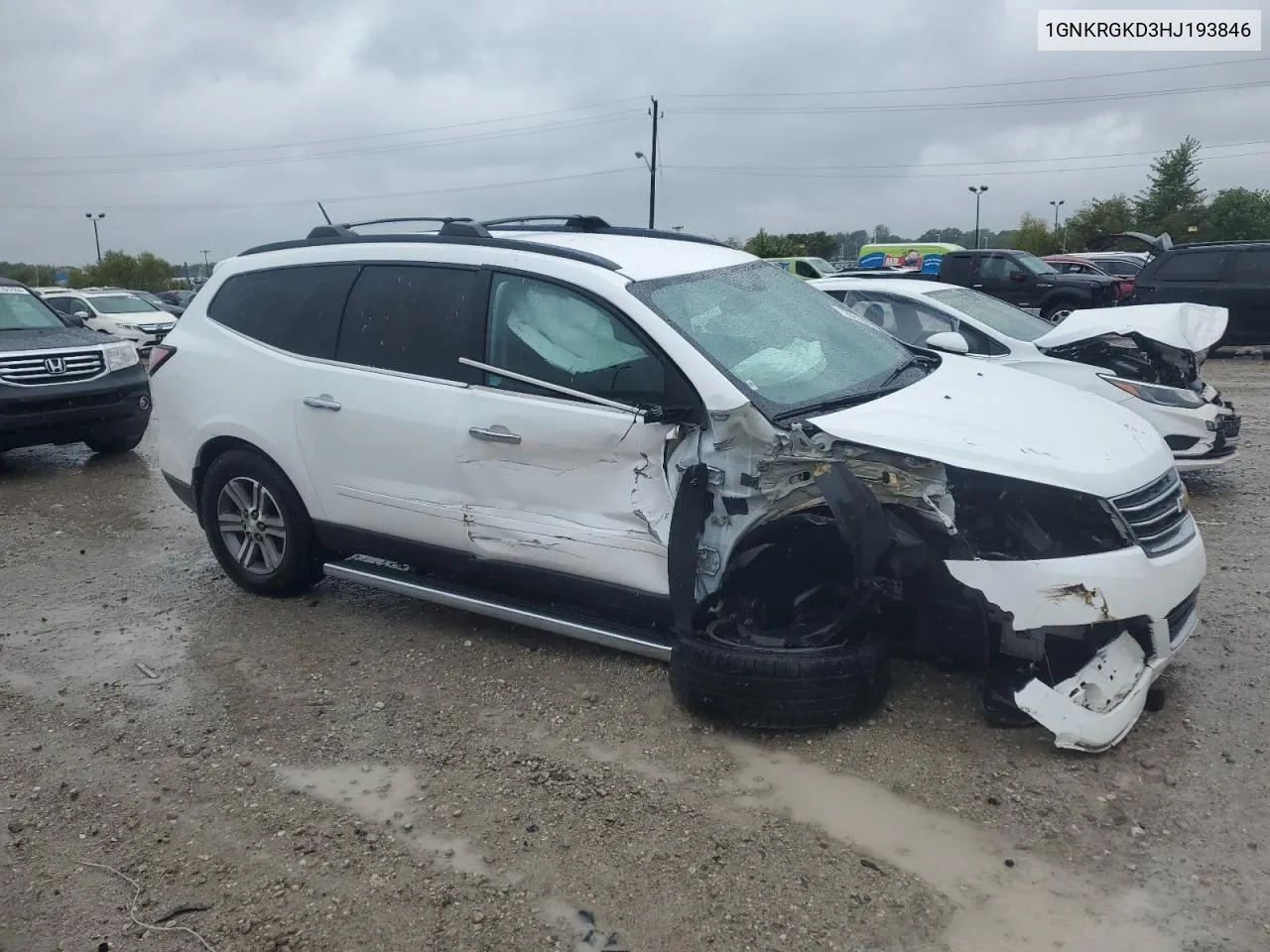 2017 Chevrolet Traverse Lt VIN: 1GNKRGKD3HJ193846 Lot: 72861984