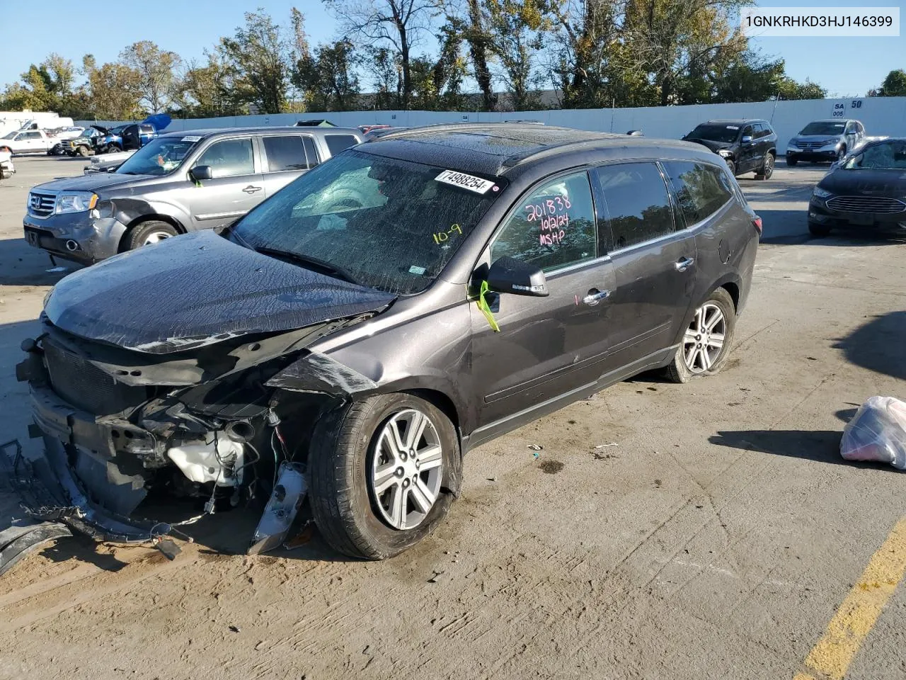 2017 Chevrolet Traverse Lt VIN: 1GNKRHKD3HJ146399 Lot: 74988254