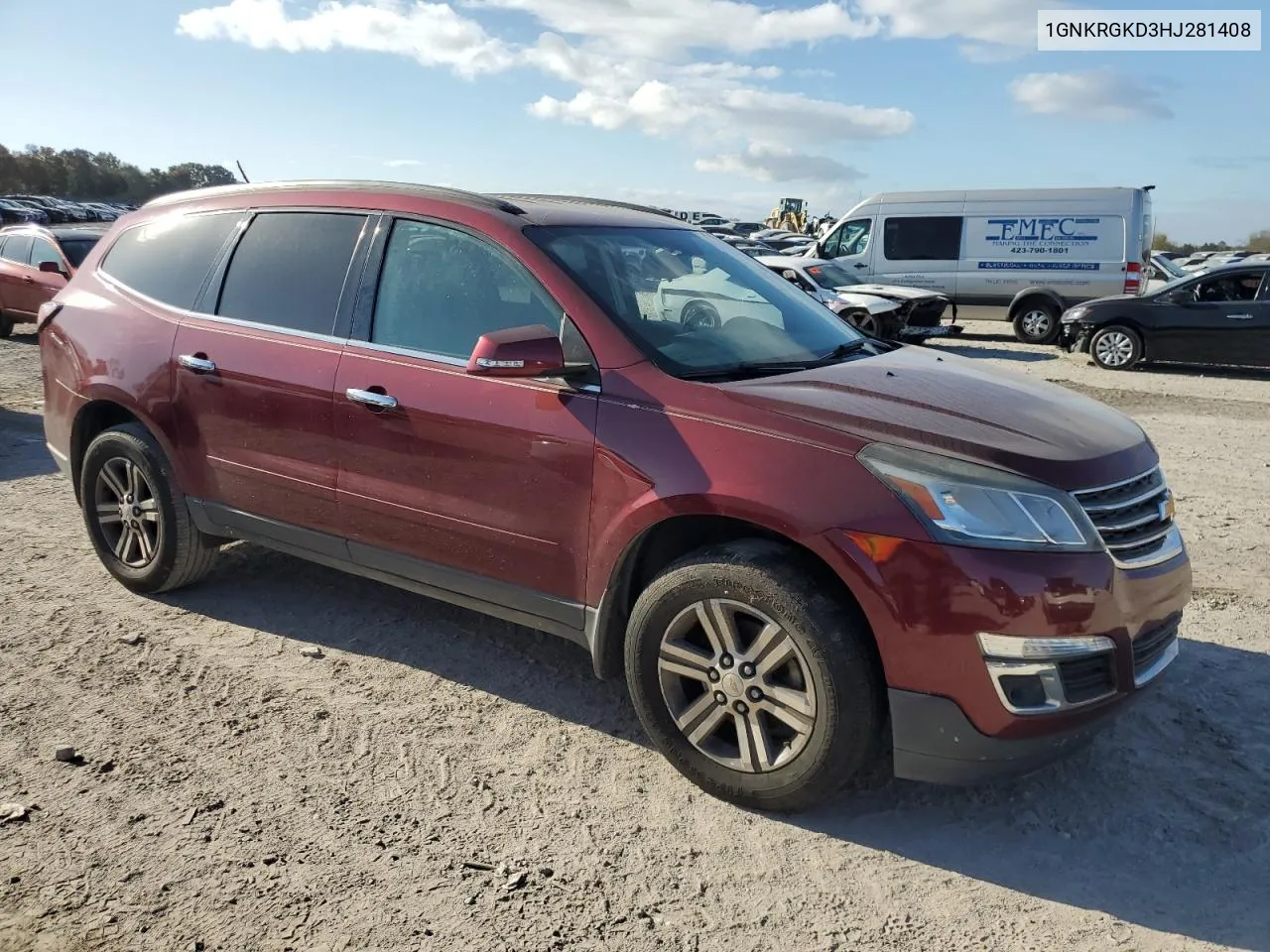 1GNKRGKD3HJ281408 2017 Chevrolet Traverse Lt