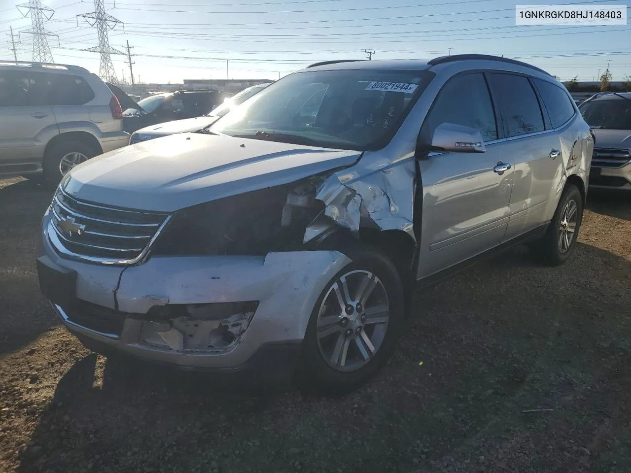 2017 Chevrolet Traverse Lt VIN: 1GNKRGKD8HJ148403 Lot: 80021944